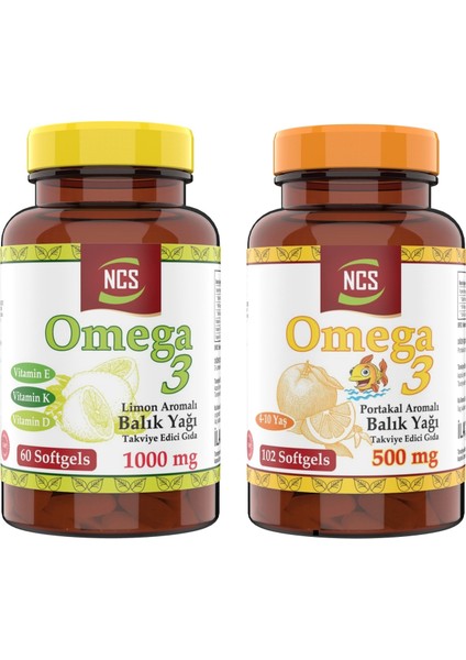 Omega 3 Portakal Aromalı Çocuklar Için Balık Yağı & Omega 3 Limon Aromalı Balık Yağı 1000MG