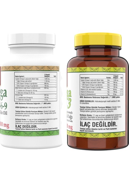 Omega 3-6-9 Fish Oil 1000MG 200 Softgels & Omega 3 Limon Aromalı Balık Yağı 1000MG 60 Softgel fiyatları