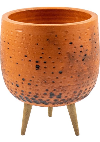 Ev Dekorasyon Aksesuar Siyah Nokta Desenli Toprak Saksı Saksılık Salon Çiçeklik 3 Ayaklı - 19 CM fiyatları