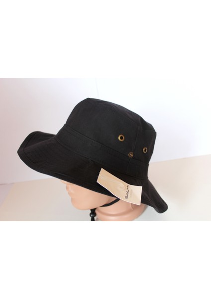 Arıcı Store Yazlık Katlanabilir Siyah Unisex Pamuk Safari Şapka