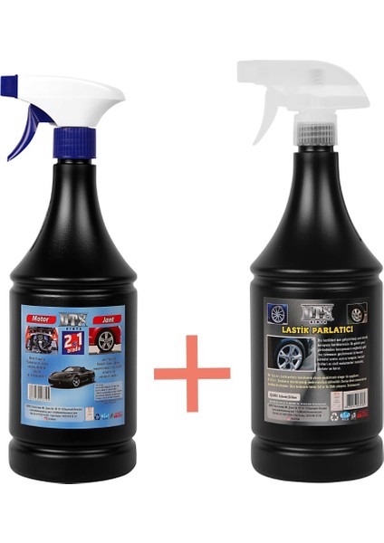 Motor ve Jant Temizleme Sıvısı 2’si 1 Arada 1 lt & Lastik Parlatıcı Jel 500 ml