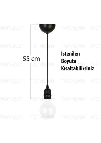 Morvizton 301 - Kablolu E27 Dişli Rondelalı Duy Hazır Tesisat Siyah Renk