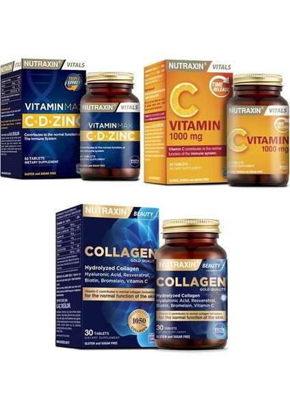 C Vitamin 1000 Mg 30 Tablet+Vitamin Max C-D-Zınc 60 Tablet+Hidrolize 30 Tablet
