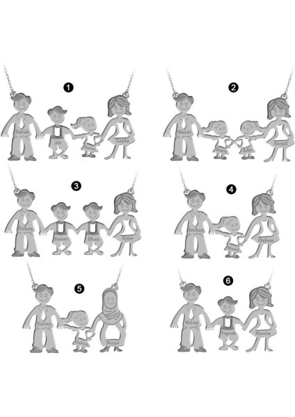 Isimli Gümüş Aile Kolyesi