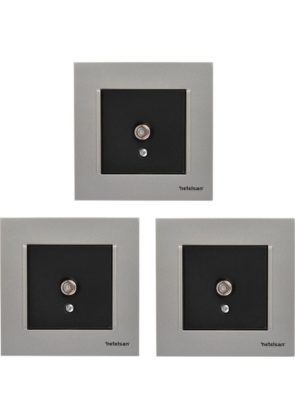 Uydu Anten Prizi Gümüş Mat / Siyah 3'lü