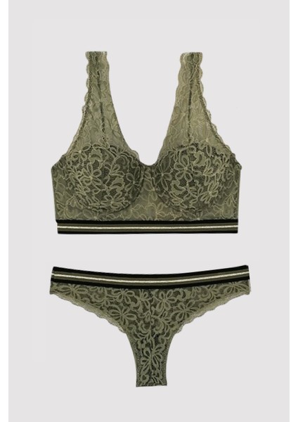 4713 Cenova Bustiyer Sütyen Takımı - Yeşil