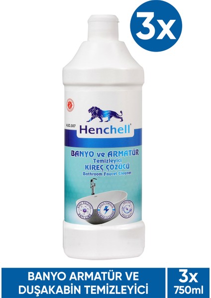 Banyo Armatür ve Duşakabin Kireç Çözücü ve Temizleyici 3X750ML