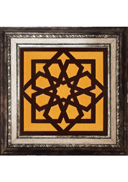 20x20 Cm SP 101 Kahve Türk Yıldızı Kütahya İznik Çini Pano