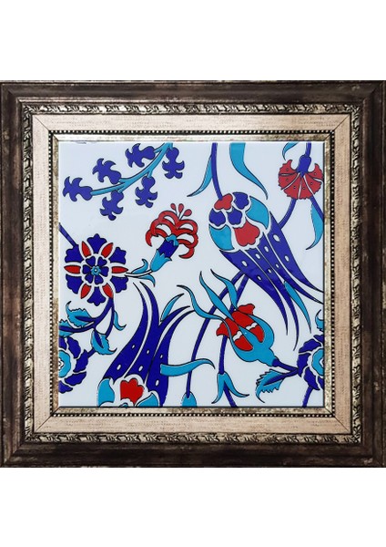 20x20 Cm SP 105 Lale Çiçek Desen Kütahya İznik Çini Pano