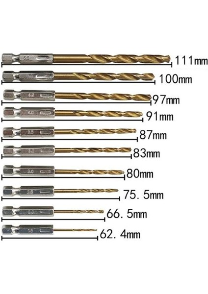 10'lu Hss Çelik Titanyum Kaplı Matkap Uç Seti