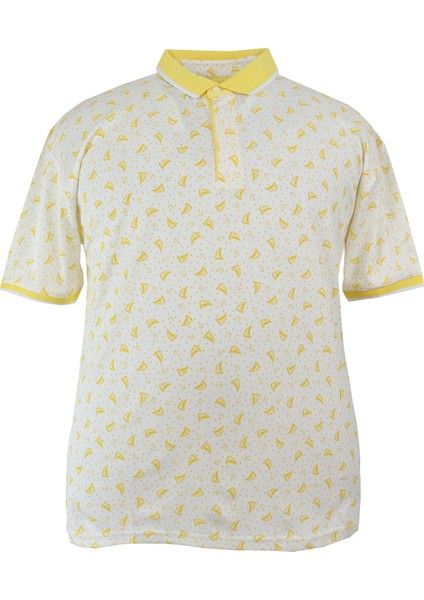 Büyük Beden Battal Boy Erkek T-Shirt Polo Yaka-Baskılı Pike