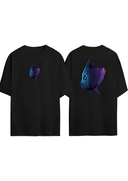 Unisex Groot Baskılı Siyah Oversize T-Shirt modelleri