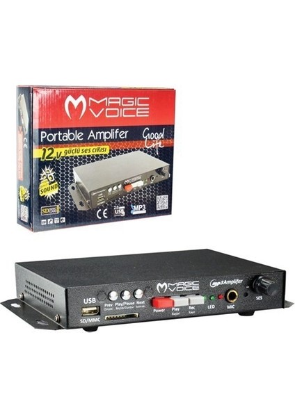 Magıcvoıce 33647 Amfi 12V Usd/mmc/sd Mini Seyyar Anfi