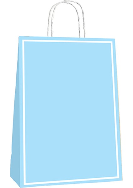 Mavi Makaron Kraft Hediye Çantası 25X12X31 cm 25'li