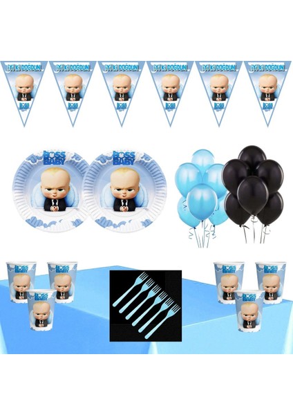 Patron Bebek Doğum Günü Parti Seti Ekonomik Süsler 8 Kişilik