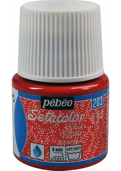 N.203 Setacolor Glitter Kumaş Boyası Ruby 45 ml