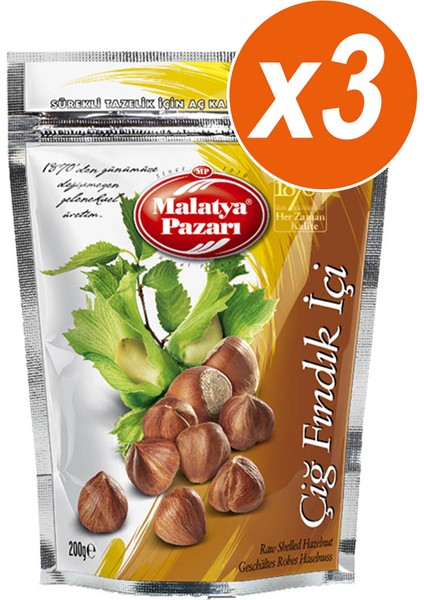 Malatya Pazarı Murat Palancı Çiğ Fındık Içi 3 x 200 gr