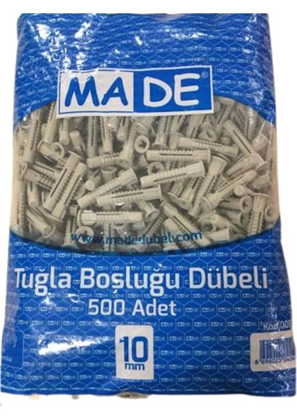 10 mm 500LÜ Paket Gri Tuğla Boşluk Dübeli Made KOD:008
