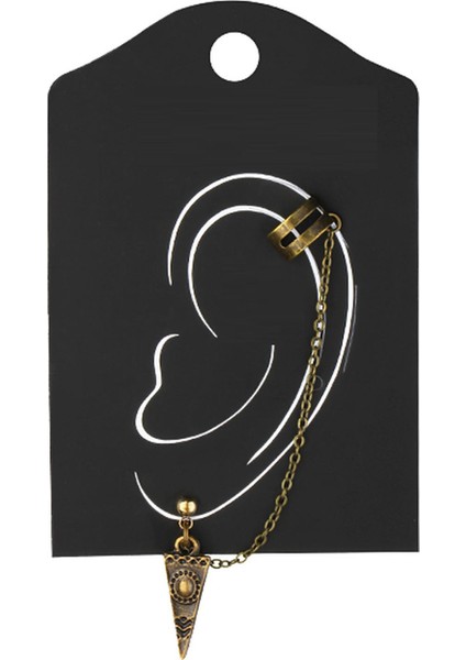 Ar-Zamak Obje Zincir Ear Cuff Küpe