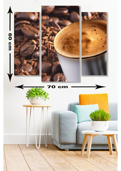 3 Parça Osmanlı Kahve Desenli Mdf Duvar Tablosu