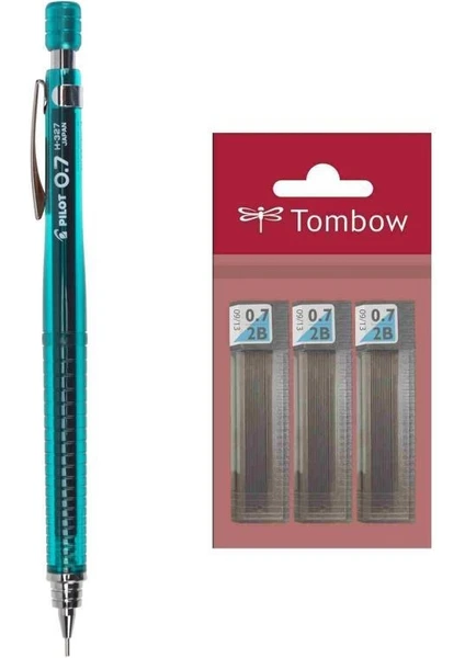 H32 Versatil Kalem 0.7 mm Yeşil + Tombow Min Lead Uç 0.7 mm 3'lü