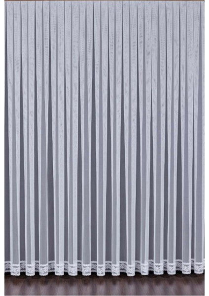 Etek Dantel Grek Üzerine Işleme Naturel Ekru Modern Tül 1/3 Pile