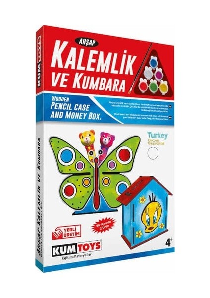 Kumtoys Ahşap Kalemlik ve Kumbara Seti