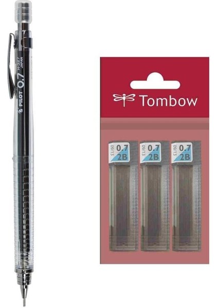 H32 Versatil Kalem 0.7 mm Şeffaf + Tombow Min Lead Uç 0.7 mm 3'lü