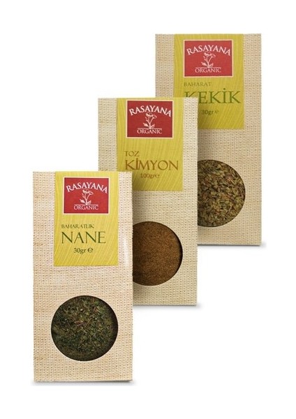 Organik Kekik 30 gr & Kimyon 100 gr & Nane 30 gr