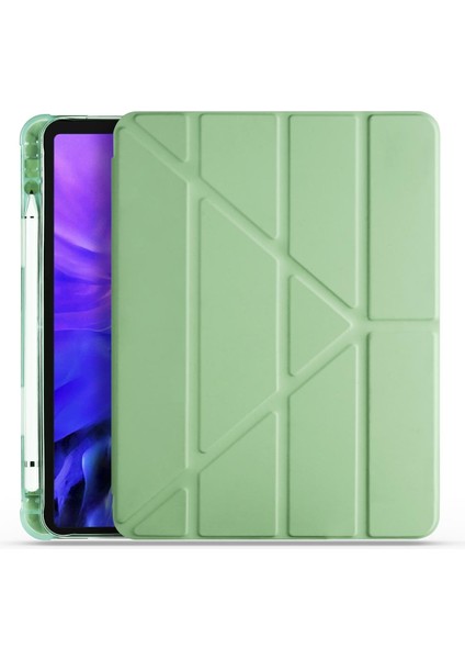 Aktarmobile Apple iPad Pro 11 2021 3. Nesil Kılıf Kalem Bölmeli Premium Smart Standlı Tablet Kılıfı Açık Yeşil