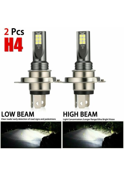 2 x H4 200W 12000LM LED Araba Far Sis Farları Dönüşüm Küre Ampuller LD2005_AU (Yurt Dışından)