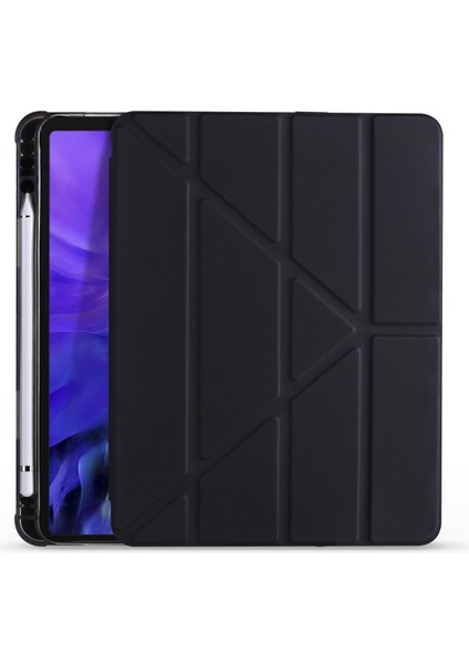 Apple iPad Pro 11 2021 3. Nesil Kılıf Kalem Bölmeli Premium Smart Standlı Tablet Kılıfı Siyah