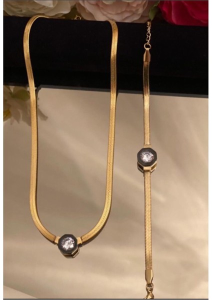 Çağla Şikel Kolyesi ve Bilekliği Set Gold fiyatları