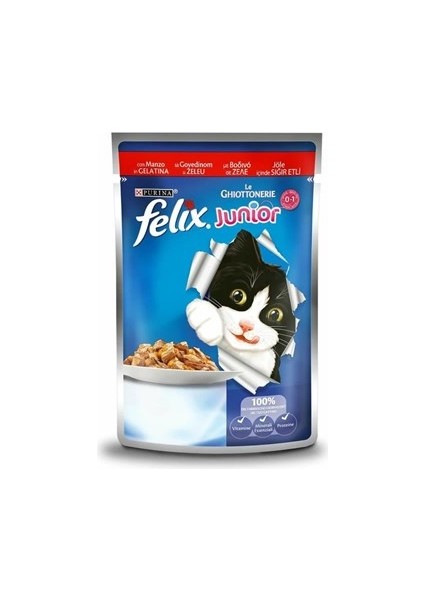 Purina Felix Junior Etli Yavru Kedi Maması 100 gr
