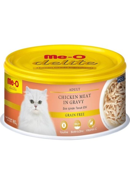 Me-O Delite Tahılsız Tavuklu Soslu Kedi Konservesi 80GR
