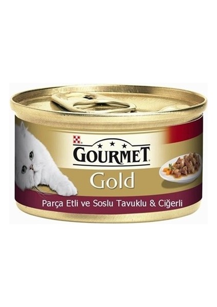 Proplan Gourmet Gold Parça Etli Soslu Tavuklu Ciğerli Kedi Konservesi