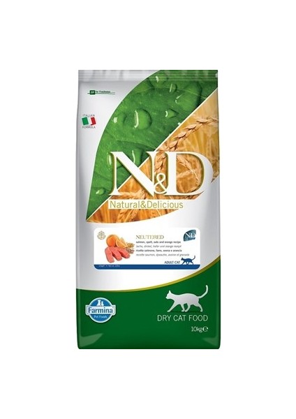 Düşük Tahıllı Somonlu Kısırlaştırılmış Kedi Maması 10KG