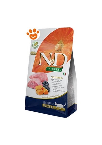 Balkabaklı Kuzu Yaban Mersinli Kısırlaştırılmış Kedi Maması 1.5kg