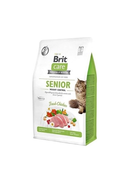 Brit Care Tahılsız Senior Weight Control Tavuklu Yaşlı Kedi Maması 2 kg