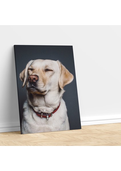 Sevimli Beyaz Köpek Dikey Dekoratif Kanvas Tablo
