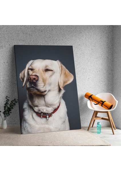 Sevimli Beyaz Köpek Dikey Dekoratif Kanvas Tablo fiyatları