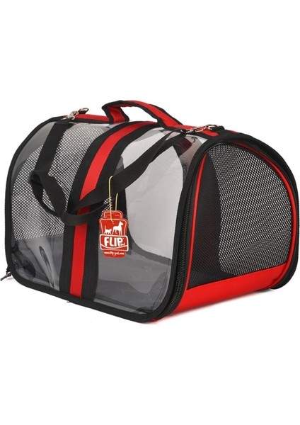 Bacco Milano Şeffaf Kedi ve Köpek Çantası Kırmızı