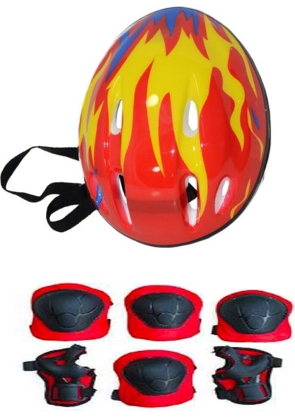 Çocuk Kask Bisiklet Paten Scooter Koruyucu Kask 7 Parça