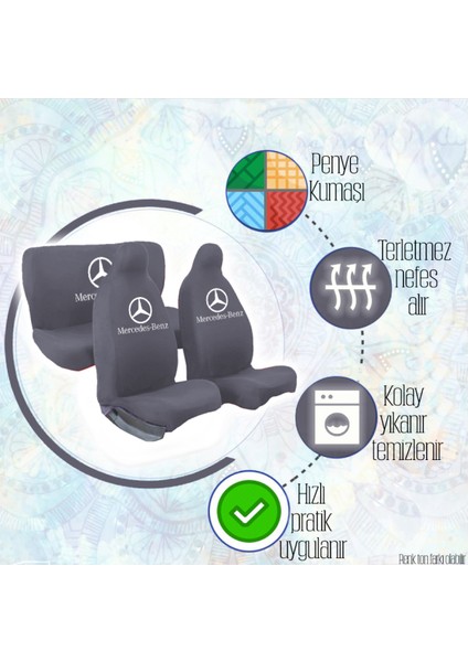 Mercedes W124 Kumaş Koltuk Kılıfı 4 Parça Takım Set