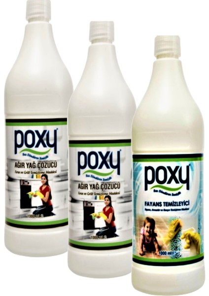 Ağır Yağ Çözücü 2 x 1 Lt & Fayans Temizleyici 1 Lt