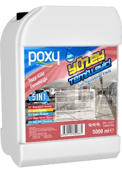 Parfümlü Yüzey Temizleyici Taze grül Ferahlığı 5 Lt