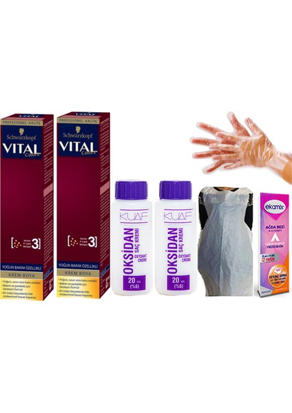 Vital Saç Boyası 5-68 Koyu Bronz Kahve 2AD. Oksidan 20VOL 2AD