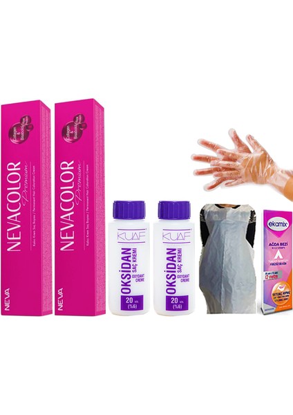 Neva Color Boya 1-1 Mavi Siyah 2 Ad-Oksidan 20 Volum 2 Ad