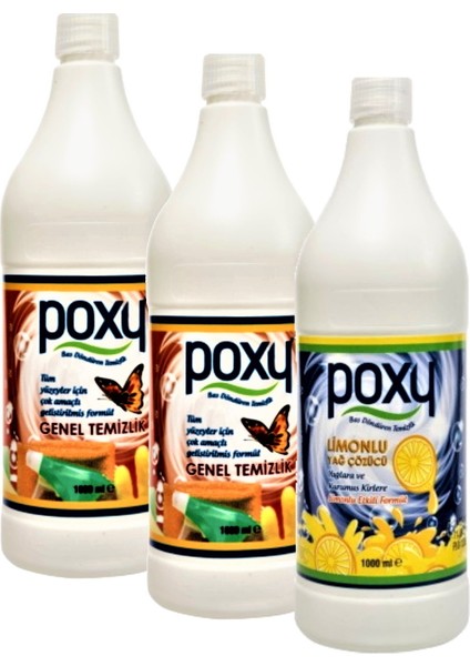 Çok Amaçlı Genel Temizlik 2 x 1 Lt & Limonlu Yağ Çözücü 1 Lt