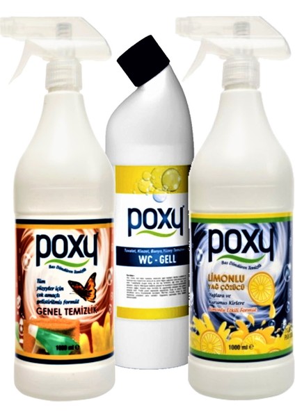 Çok Amaçlı Genel Temizlik 1 Lt & Limonlu Yağ Çözücü 1 Lt & Wc Jell 1 Lt fiyatları